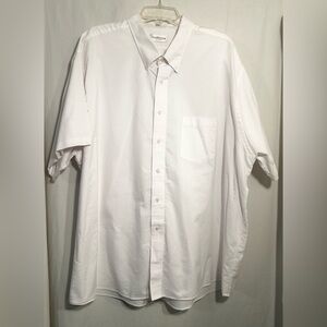 MENS 3XL XXXL 19 1/2 - 20 WHITE VAN HEUSEN SHORT SLEEVE 1 PKT BUTTON FRONT SHIRT